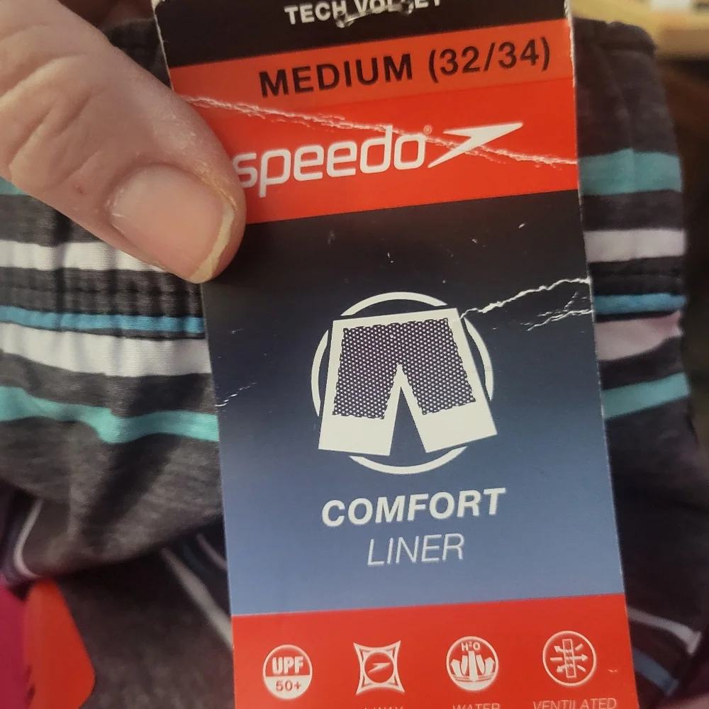 Speedo NWT Mens‎ Swim Trunks Stripes Size Medium